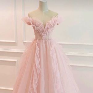 Light pink dress for prom.